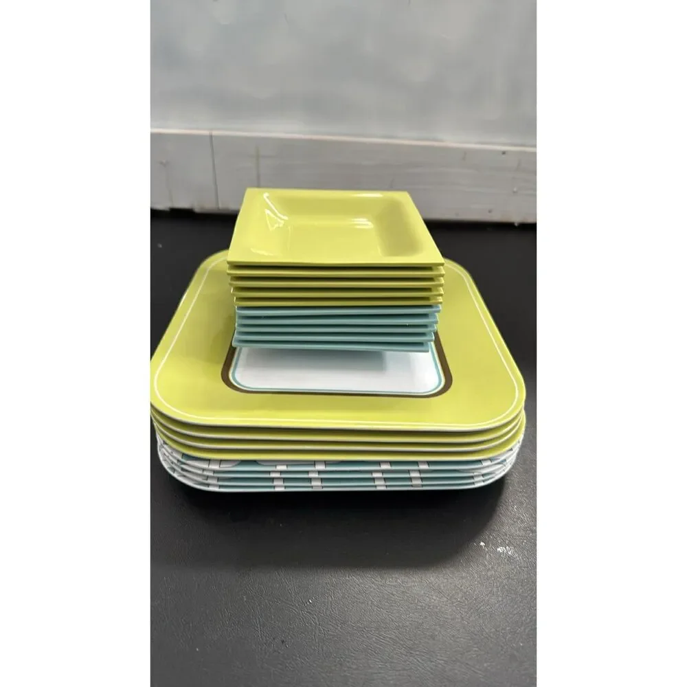 18 Melamine Plates 8 Salad Plates 10 Appetizer Plates Blue White Green
